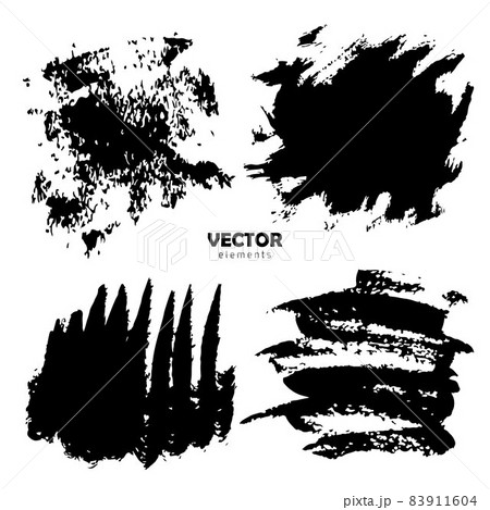 Grunge Set Brush Shape Vector Strokes in Black color on white background. Hand painted grange elements. Ink drawing. Dirty artistic design . Place for text, quote, information, company name. 83911604