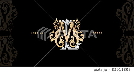 illustration of ML or LM monogram classic style, ML or LM initial Wedding of minimalist model, elegance applicable for invitation, letterpress, jewelry, tattoo, boutique and creative templates. 83911802