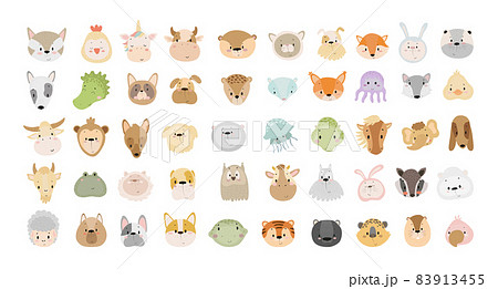 Collection of Cartoon Animal Faces 83913455