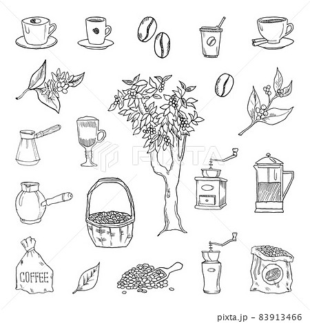 Coffee Illustrations in Art Ink Style 83913466