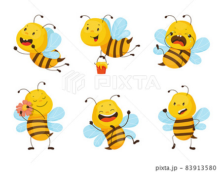 Set of Illustrations with Bee Character 83913580