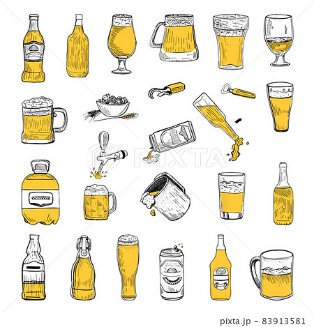 Beer Illustrations in Art Ink Style 83913581