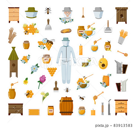 Set Illustrations of Beekeeping 83913583
