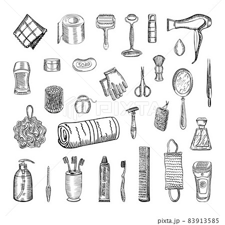 Beauty and Health Illustrations in Art Ink Style 83913585