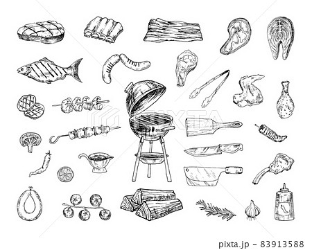 Barbecue Illustrations in Art Ink Style 83913588