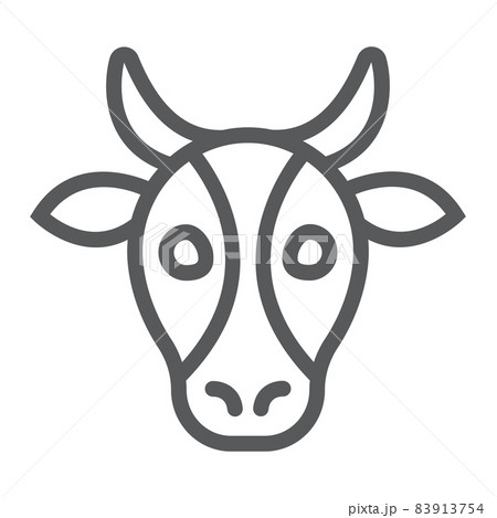 Cow line icon, animal and zoo, cattle sign vector graphics, a linear pattern on a white background, eps 10. Cow line icon, animal and zoo, cattle sign vector graphics, a linear pattern on a white background, eps 10. 83913754
