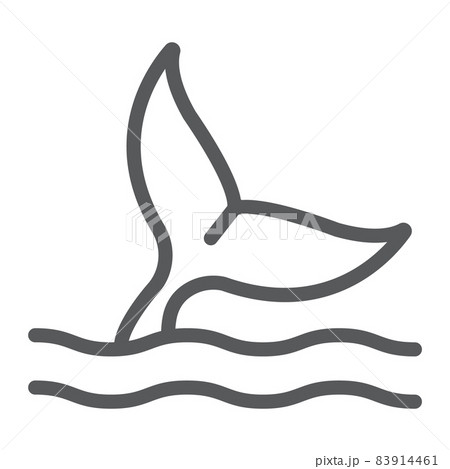 Whale tail line icon, aquatic and animal, sea life sign, vector graphics, a linear pattern on a white background, eps 10. 83914461