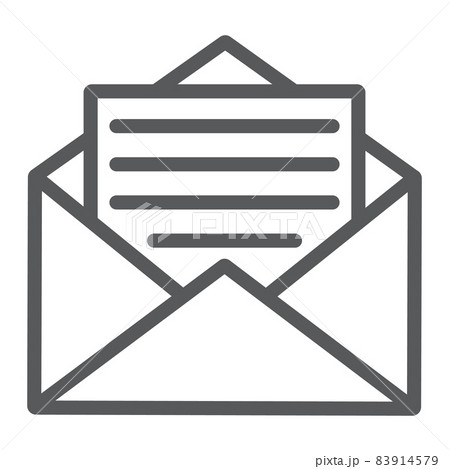Open mail line icon, envelope and letter, email sign, vector graphics, a linear pattern on a white background, eps 10. 83914579
