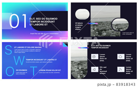 Presentation templates. Composition of geometric shapes and clipping masks to decorate your presentation or project. Minimalist design, easy to edit 83918343