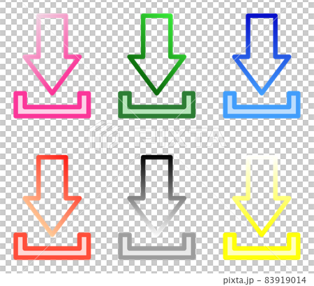 ダウンロードを示す複数の種類別アイコン 83919014