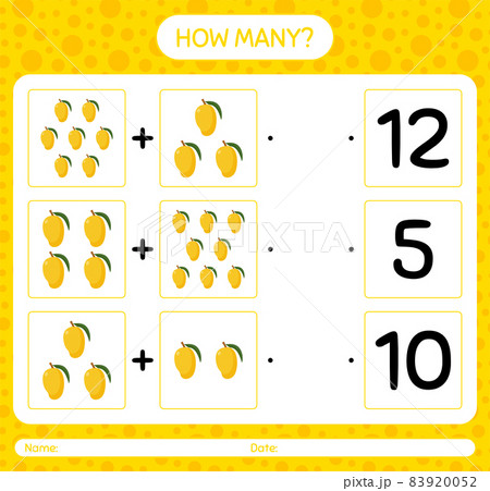 How many counting game with lemon. worksheet for preschool kids, kids activity sheet, printable worksheet 83920052