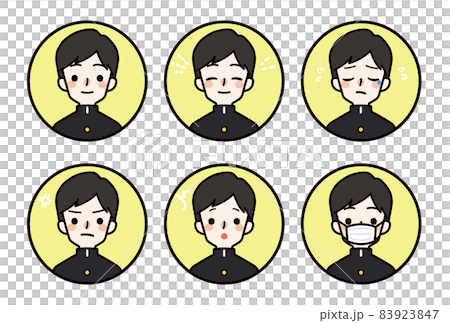 Person icon_boys high school facial expression set 83923847
