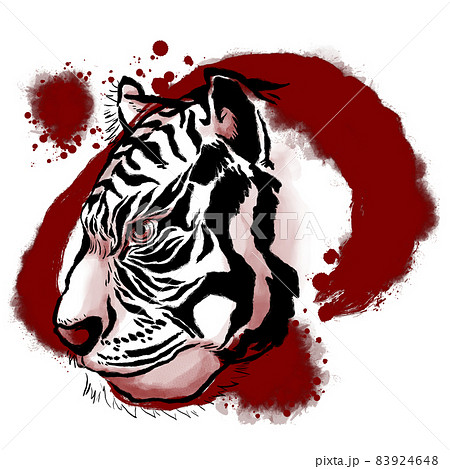 干支の寅の凛々しい横顔 赤 のイラスト素材