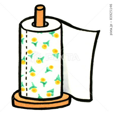 キッチンツール・調理器具の手描きイラスト　キッチンペーパーホルダー 83925146