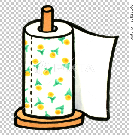 キッチンツール・調理器具の手描きイラスト　キッチンペーパーホルダー 83925146