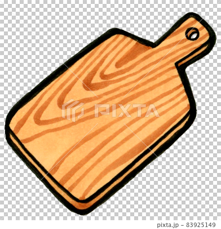 キッチンツール 調理器具のかわいい手描きイラスト 木製のまな板のイラスト素材 キッチンツール 調理器具のかわいい手描きイラスト 木製のまな板のイラスト素材