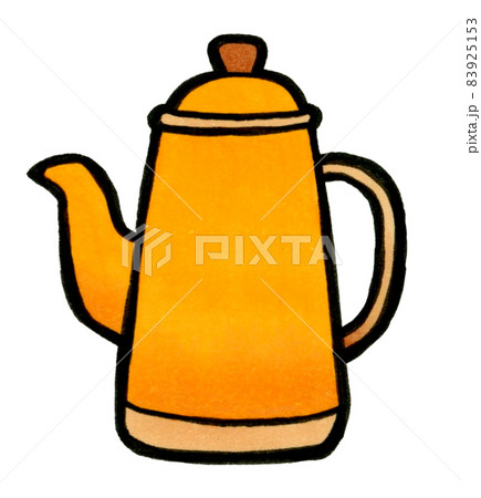 レトロな雰囲気のティーポット キッチンツール・調理器具のかわいい手描きイラスト素材 レトロな雰囲気のティーポット キッチンツール・調理器具のかわいい手描きイラスト素材 83925153