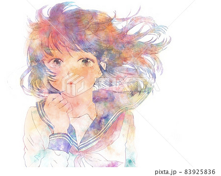 拳を握って決意する女子学生/反射する夕日 拳を握って決意する女子学生/反射する夕日 83925836