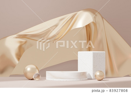 3d illustration luxury premium pedestal product display with abstract geometric shapes. Minimal scene for present product promotion and beauty cosmetics. 83927808