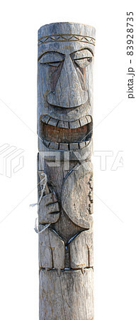 wooden idol statue isolated on white background 83928735