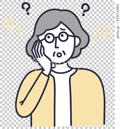 物忘れ　女性　シンプルイラスト 83931869