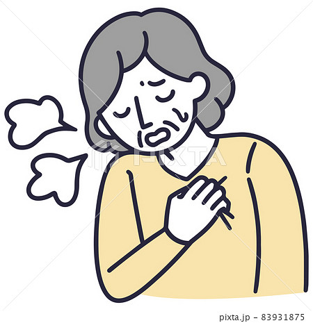 動悸　息切れ　女性　シンプルイラスト 83931875