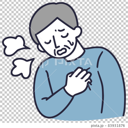 動悸　息切れ　男性　シンプルイラスト 83931876