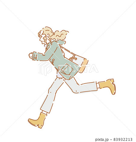走る女性 全身横向きのイラスト素材