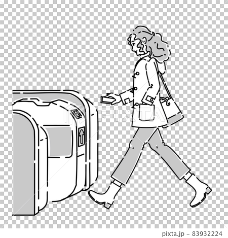 自動改札を通る女性 自動改札を通る女性 83932224