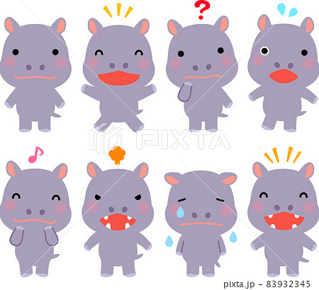 カバのキャラクターのイラストセット 83932345