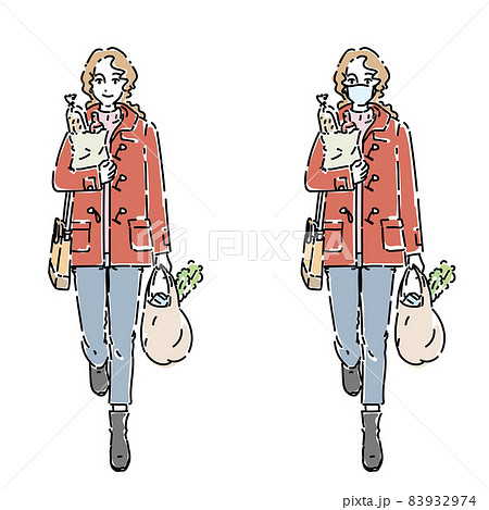 カジュアルファッションの女性 買い物 カジュアルファッションの女性 買い物 83932974