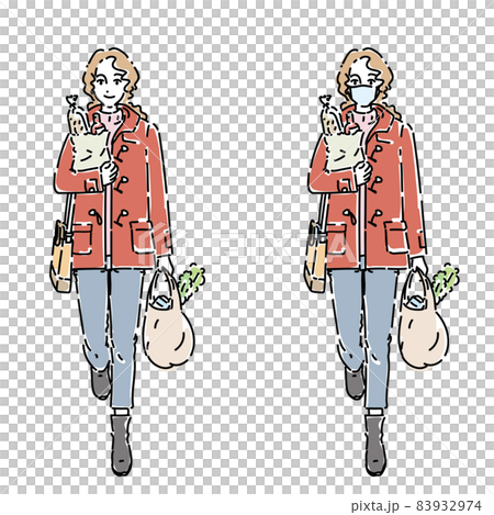カジュアルファッションの女性 買い物 カジュアルファッションの女性 買い物 83932974