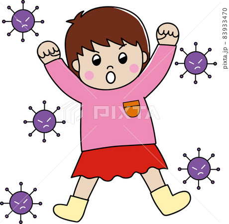 免疫力を上げてウイルスに負けない子供のイラスト素材 免疫力を上げてウイルスに負けない子供のイラスト素材