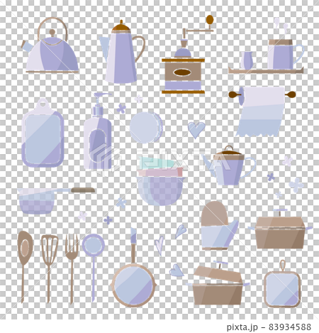 Kitchen utensil set lineless blue Kitchen utensil set lineless blue 83934588