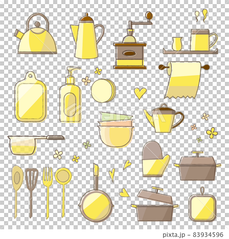 Kitchen utensil set with line yellow 83934596