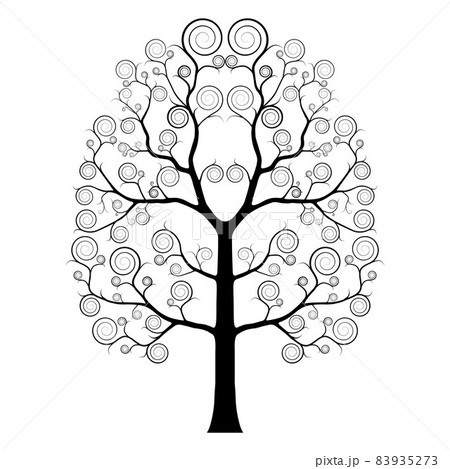 Silhouette of dead tree isolated on white background. Black and white. Ivy arch or vine vector illustration. Dry branch tree. Naked trees. 83935273