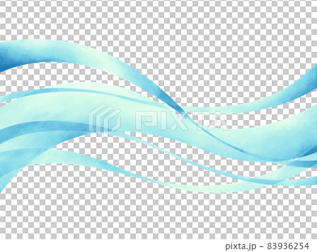 Blue band wave central background material illustration hand drawn watercolor style Blue band wave central background material illustration hand drawn watercolor style 83936254