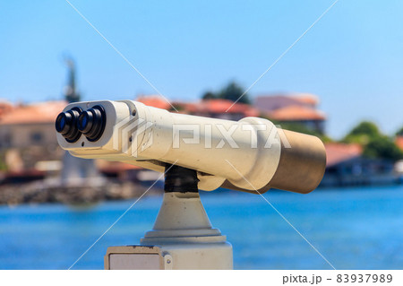 Coin operated binocular viewer for tourists in Nessebar, Bulgaria Coin operated binocular viewer for tourists in Nessebar, Bulgaria 83937989