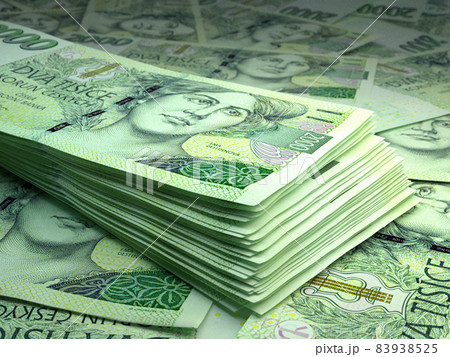 Czech money. Czech koruna banknotes. 2000 CZK Kc bills. Czech money. Czech koruna banknotes. 2000 CZK Kc bills. 83938525
