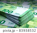 European money. European euro banknotes. 100 EUR euro bills. 83938532