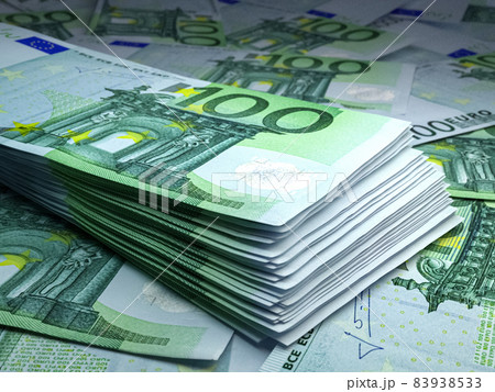 European money. European euro banknotes. 100 EUR euro bills. 83938533
