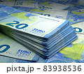 European money. European euro banknotes. 20 EUR euro bills. 83938536