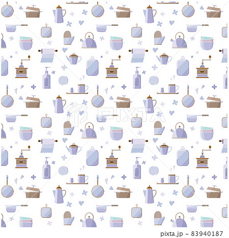キッチン用品のパターン柄  ブルー 83940187