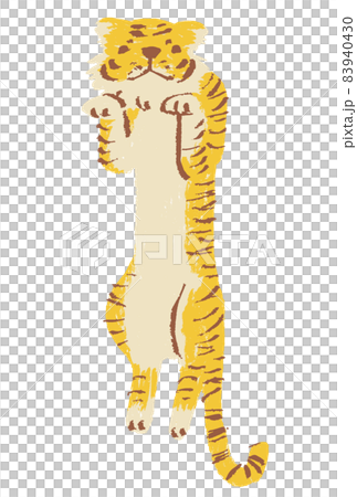 一隻被舉起並有長軀幹的老虎的滑稽矢量圖 83940430