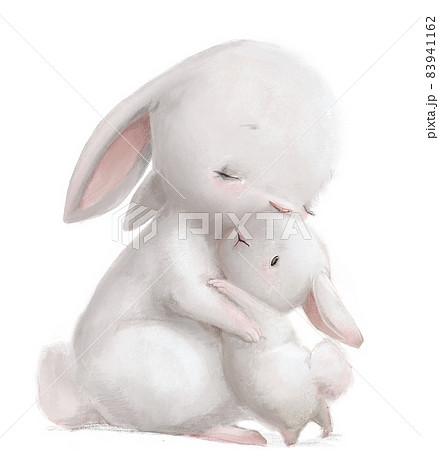 cute watercolor hares - mom and her kid cute watercolor hares - mom and her kid 83941162