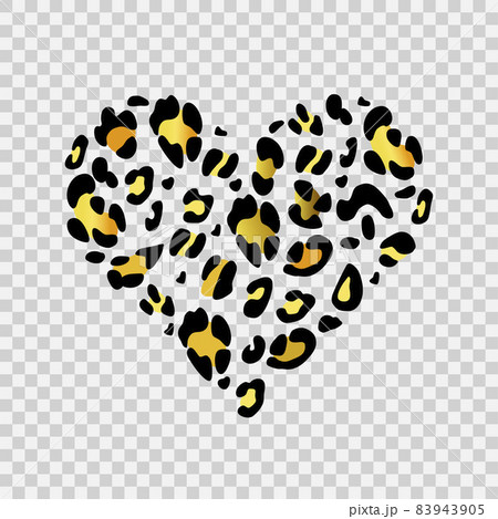Leopard gold heart on transparent background. Perfect for design of blog ,banner,poster,fashion,web sites,apps,card,typography. Hand-drawn vector illustration. 83943905