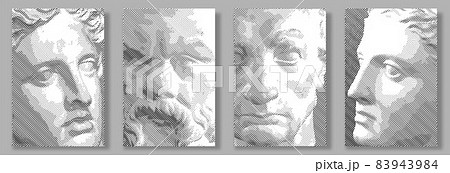 Engraved antique face. Vector illustration. Digital graphic for posters, banners, flyers, cover, historic artwork, ancient picture. Vintage engraving. Plaster head. Engraved antique face. Vector illustration. Digital graphic for posters, banners, flyers, cover, historic artwork, ancient picture. Vintage engraving. Plaster head. 83943984