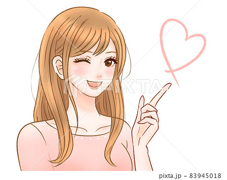 ウインクする大人の女性のイラスト素材のイラスト素材