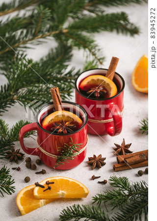 Mulled wine in red cups Mulled wine in red cups 83945272