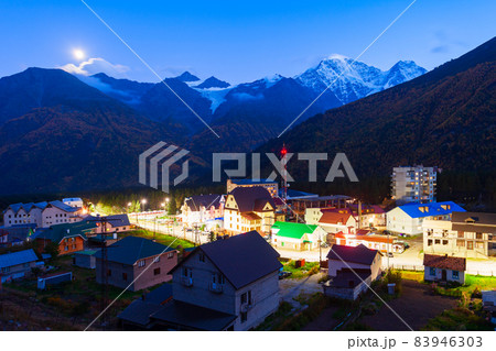 Terskol village aerial view, Elbrus region Terskol village aerial view, Elbrus region 83946303